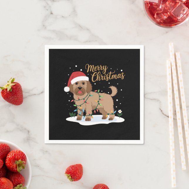 Labradoodle Merry Christmas Funny Xmas Dog Lover Napkins (Insitu)