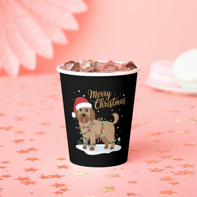 Labradoodle Merry Christmas Funny Xmas Dog Lover Paper Cups (Insitu)