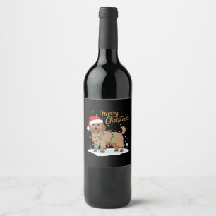 Labradoodle Merry Christmas Funny Xmas Dog Lover Wine Label