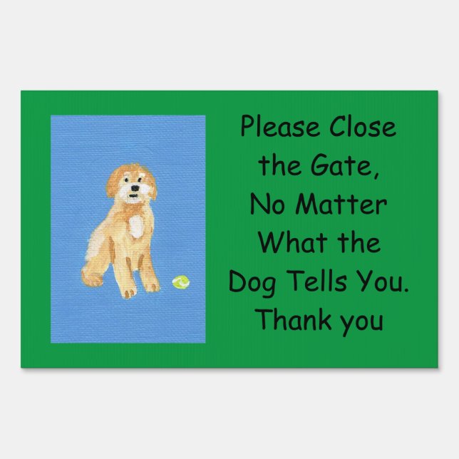Labradoodle Painted Close the Gate Sign (Front)