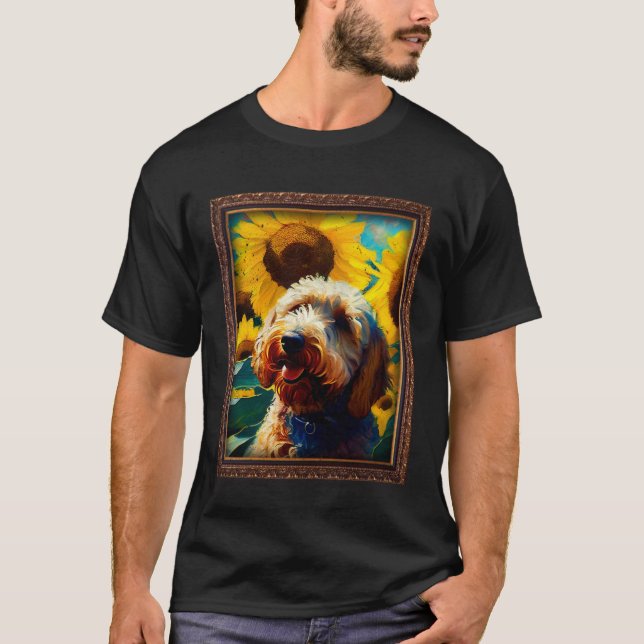Labradoodle Painting Sunflower Flower Mom Women Fl T-Shirt (Front)