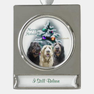Labradoodle Personalized Christmas Silver Plated Banner Ornament