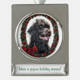 Labradoodle Personalized Christmas Silver Plated Banner Ornament