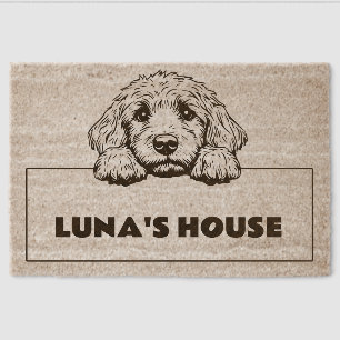 Labradoodle Personalized Dog House Welcome Fiber Doormat