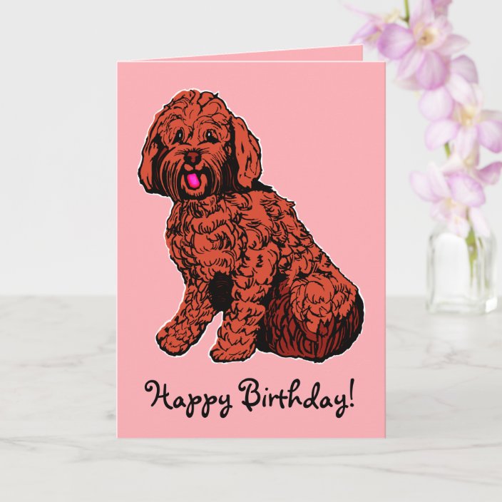 Labradoodle Pink Happy Birthday Card | Zazzle.com