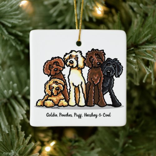 Labradoodle Rainbow Personalized Christmas Ceramic Ornament