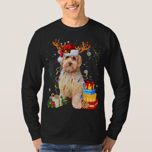 Labradoodle Reindeer Christmas Lights Funny Dog Xm T_Shirt