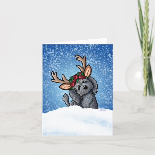 Labradoodle Reindeer Holiday Card