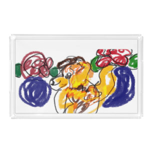 Labradoodle roses acrylic tray