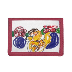 Labradoodle roses tri-fold wallet