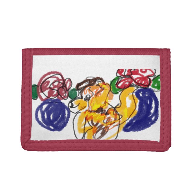Labradoodle roses trifold wallet (Front)