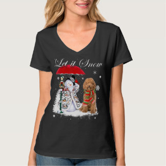 Labradoodle Santa Dog Christmas Snowman Xmas Pajam T-Shirt