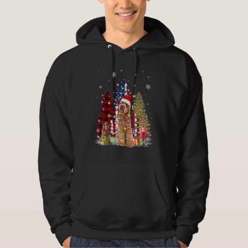 Labradoodle Santa Hat Light Buffalo Plaid Leopard  Hoodie