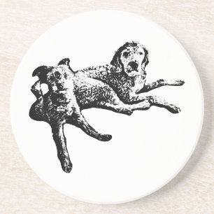 Labradoodle & Terrier Duo Ink Art Coaster