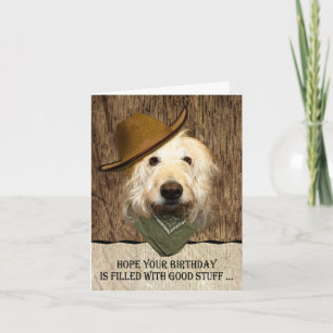 Labradoodle Wearing Cowboy Hat Funny Birthday Card