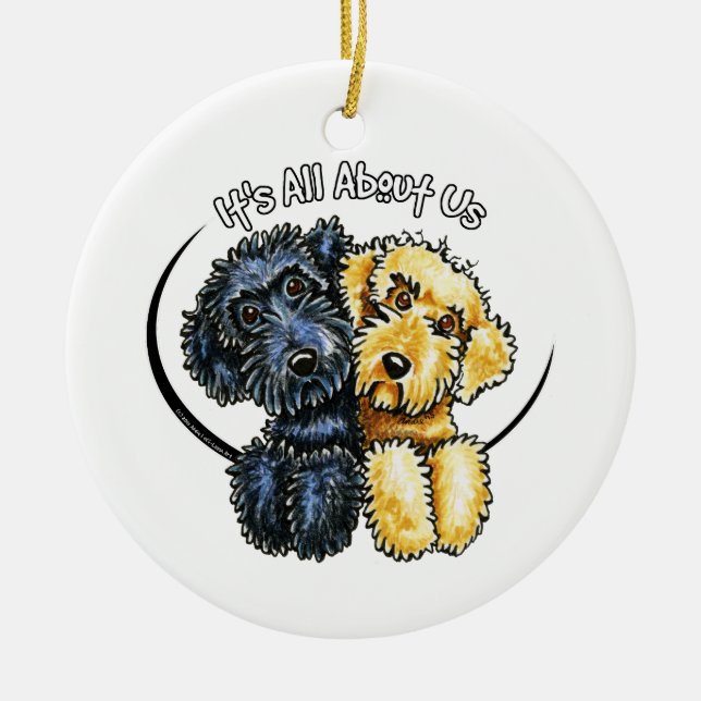 Labradoodles Black Yellow IAAU Ceramic Ornament (Front)