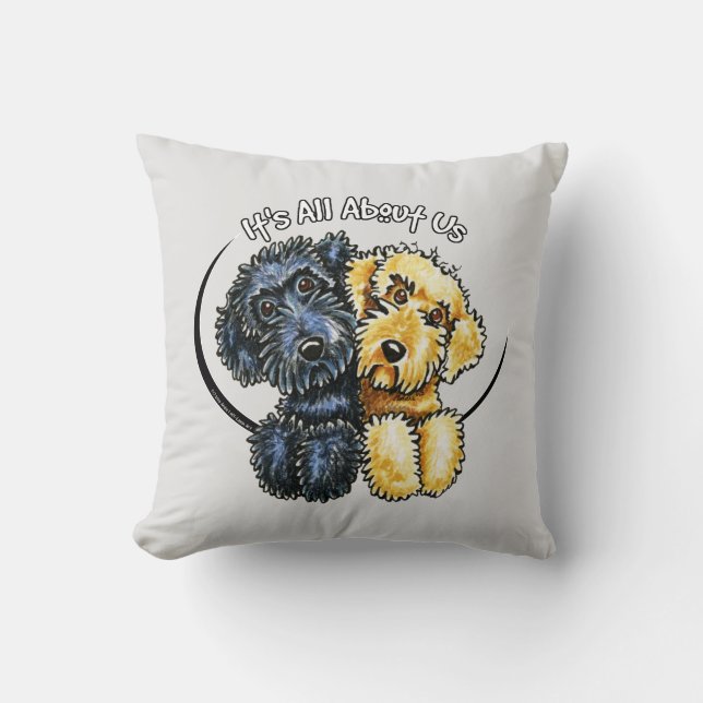 Labradoodles Black Yellow IAAU Throw Pillow (Front)