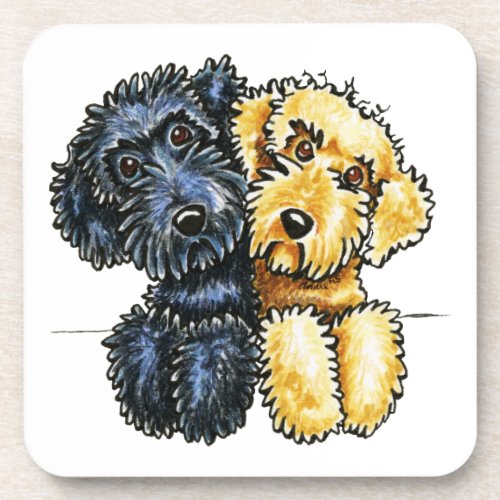 Labradoodles Black Yellow Lined Up Beverage Coaster