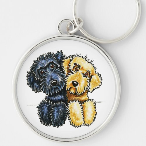 Labradoodles Black Yellow Lined Up Keychain