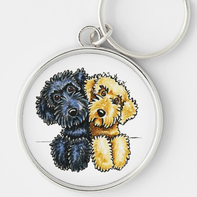 Labradoodles Black Yellow Lined Up Keychain (Front)