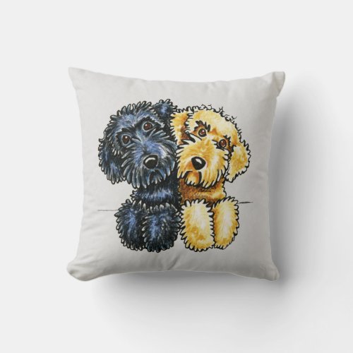 Labradoodles Black Yellow Lined Up Throw Pillow