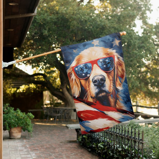Labrador 4th of July Independence day House Flag (In SItu)