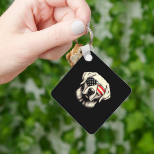 Labrador American Flag Sunglasses 4th of July Patr Keychain