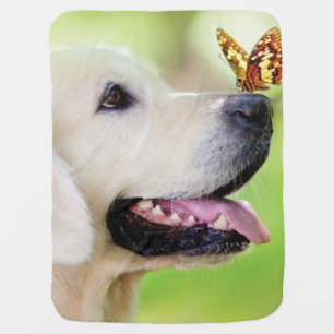 Labrador And Butterfly Throw Pillow Baby Blanket
