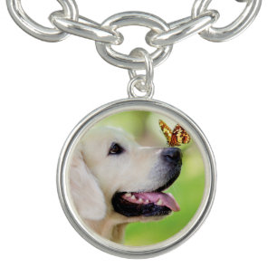 Labrador And Butterfly Throw Pillow Bracelet