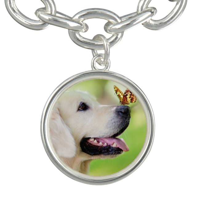Labrador And Butterfly Throw Pillow Bracelet (Design)