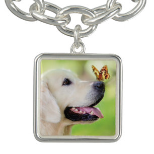 Labrador And Butterfly Throw Pillow Bracelet