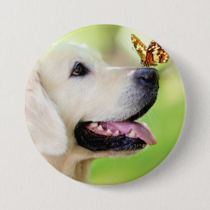 Labrador And Butterfly Throw Pillow Button