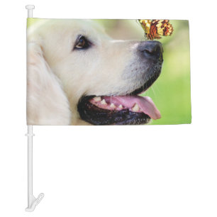 Labrador And Butterfly Throw Pillow Car Flag