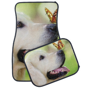 Labrador And Butterfly Throw Pillow Car Floor Mat
