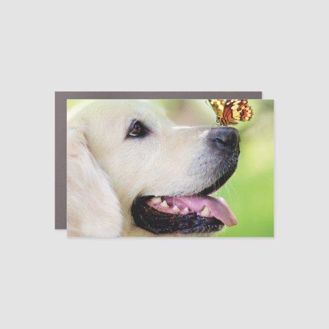 Labrador And Butterfly Throw Pillow Car Magnet (Front)