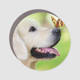 Labrador And Butterfly Throw Pillow Car Magnet