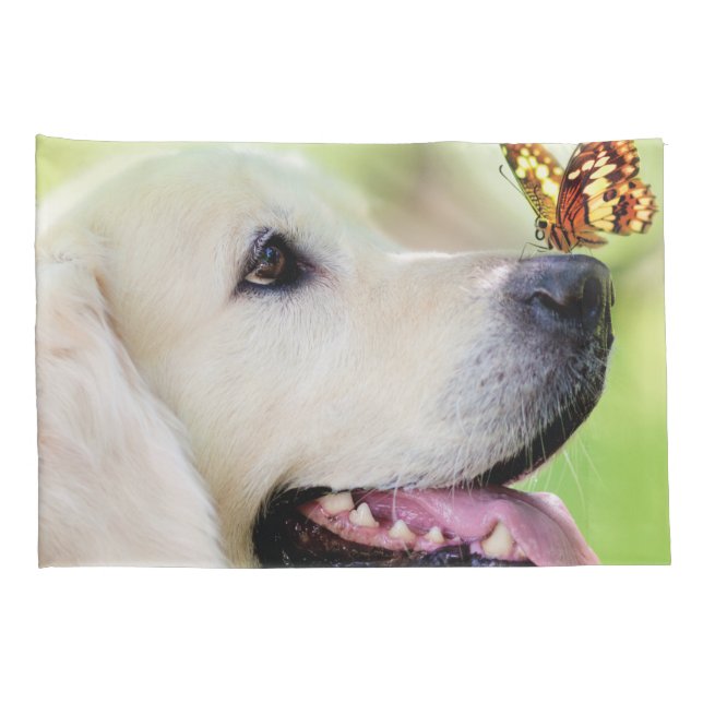 Labrador And Butterfly Throw Pillow Case (Back-Right)