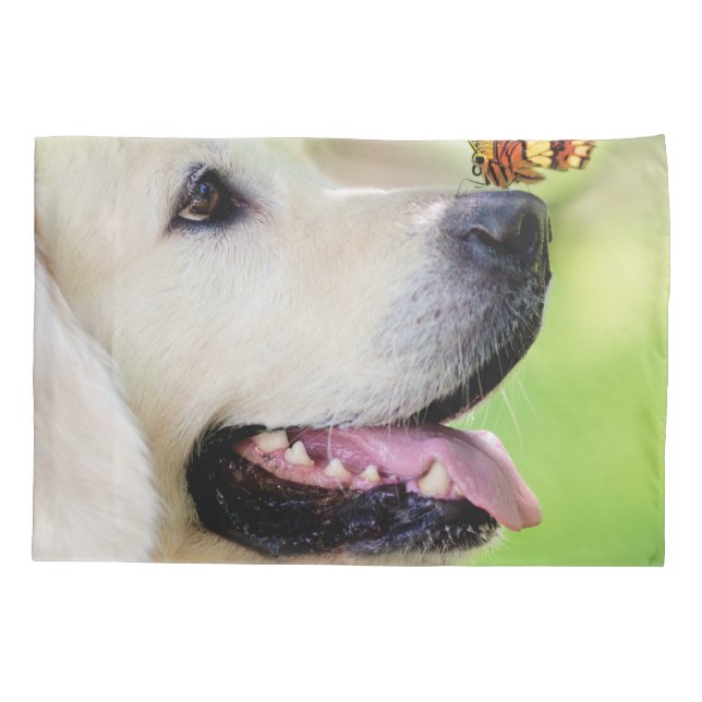 Labrador And Butterfly Throw Pillow Case (Back)