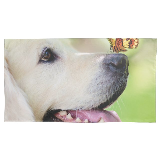 Labrador And Butterfly Throw Pillow Case (Front)