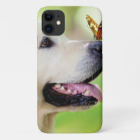 Labrador And Butterfly Throw Pillow