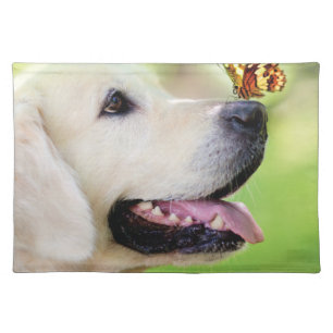 Labrador And Butterfly Throw Pillow Cloth Placemat