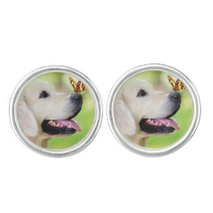 Labrador And Butterfly Throw Pillow Cufflinks
