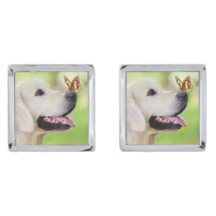 Labrador And Butterfly Throw Pillow Cufflinks