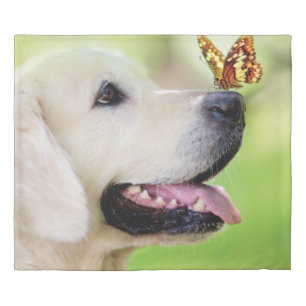 Labrador And Butterfly Throw Pillow Duvet Cover