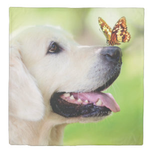 Labrador And Butterfly Throw Pillow Duvet Cover