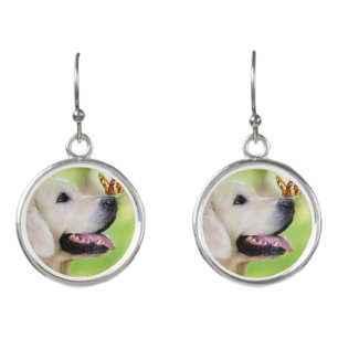 Labrador And Butterfly Throw Pillow Earrings