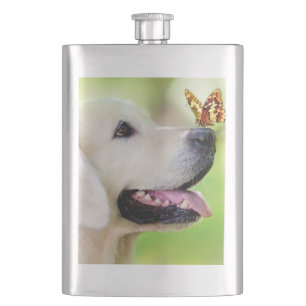 Labrador And Butterfly Throw Pillow Flask