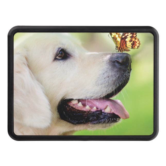 Labrador And Butterfly Throw Pillow Hitch Cover (Front)
