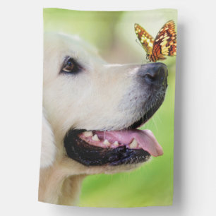Labrador And Butterfly Throw Pillow House Flag
