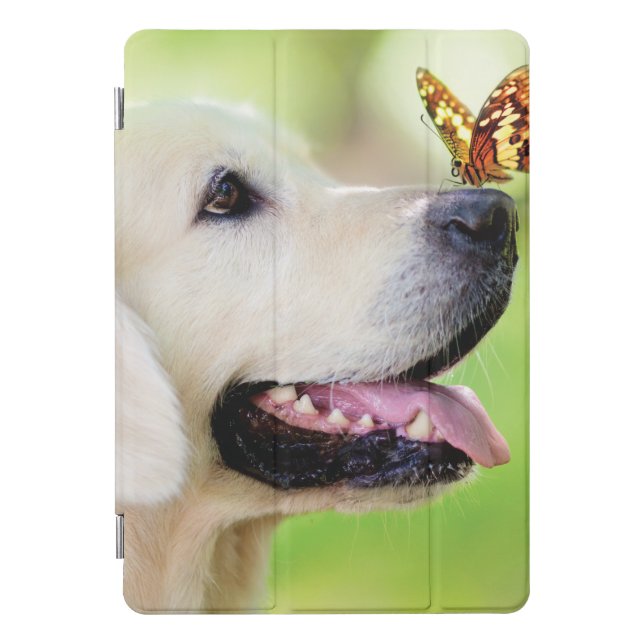 Labrador And Butterfly Throw Pillow iPad Pro Cover (Front)